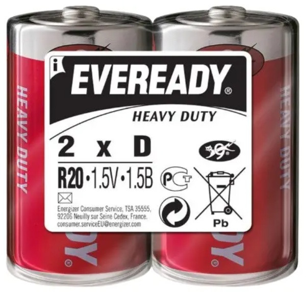 Батарейка сольова Eveready D LR20 2шт термін придатності до 06.2025