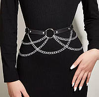 Портупея на пояс из экокожи с цепями