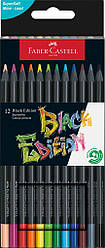 Олівці кольорові Faber-Castell Black Edition colour pencils 12 кольорів тригранні чорне дерево, 116412
