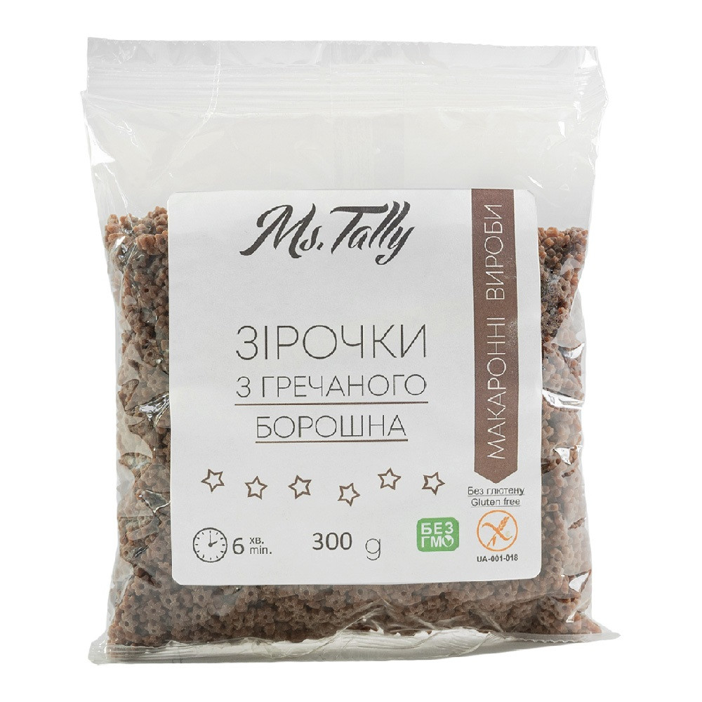 Макаронні вироби Зірочки з гречаного борошна
300 г Ms.Tally