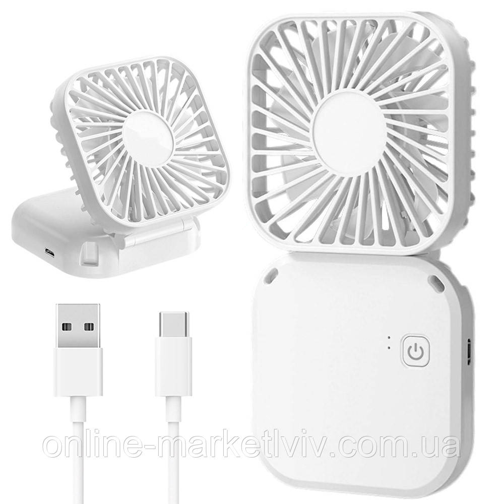 Портативний вентилятор на акумуляторі, з ремінцем на шию, від USB, Білий / Акумуляторний міні вентилятор