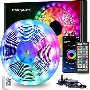 Світлодіодна стрічка Mexllex 30M, світлодіодна стрічка RGB із синхронізацією кольорів і пультом дистанційного керування, фото 1