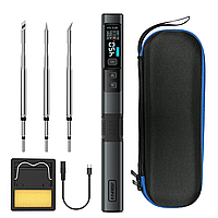 Портативний паяльник FNIRSI HS-02B 100W OLED | 3 жала | Type-C | Регульована потужність | Швидке нагрівання