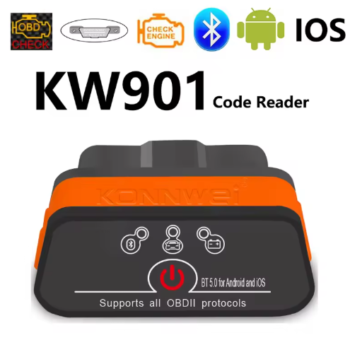 Автосканер Konnwei kw 901 ELM327 V1.5, Bluetooth 5,0, OBD2, Bluetooth адаптер для діагностики авто