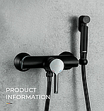 Змішувач для душу GAPPO G2003-6, з гігієнічною лійкою, чорний/хром, фото 3