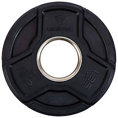 Диск млинець для штанги прогумований вага 1,25 кг із потрійним хватом LivePro 8330-1,25 діаметр 50 мм Black