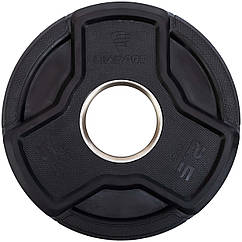Диск млинець для штанги прогумований вага 2,5 кг із потрійним хватом LivePro 8330-2,5 діаметр 50 мм Black