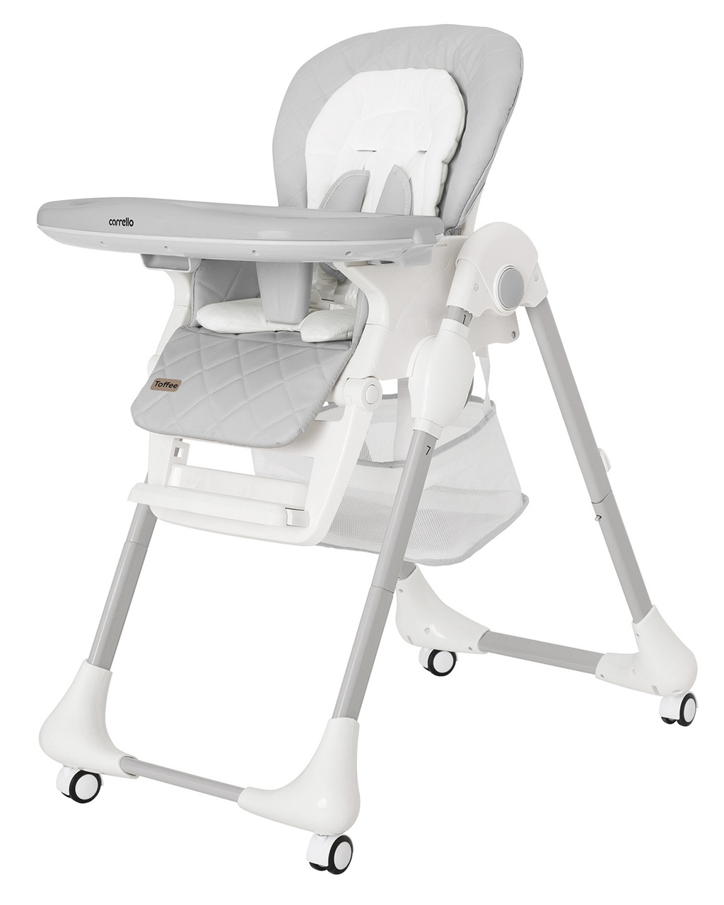 Carrello Toffee CRL-9502/3 стілець для годування — складаний, екошкіра, 5‑точкові ремені, регульована підніжка, колеса зі стопорам, фото 1