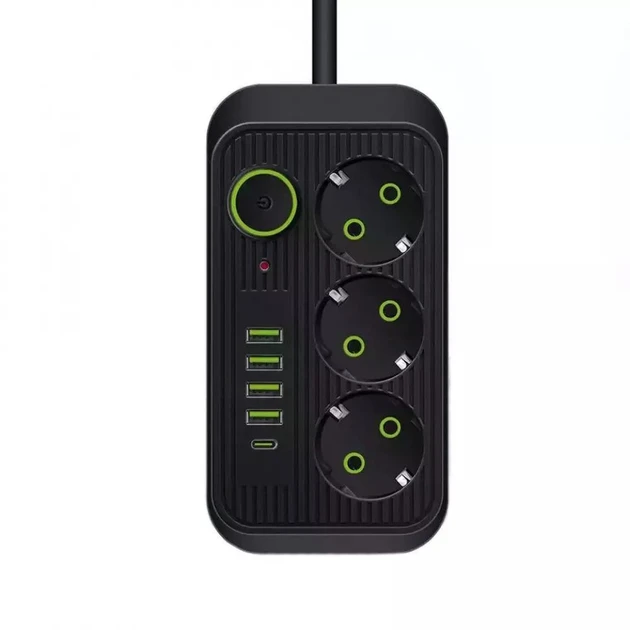 Мережевий фільтр-подовжувач 3 м 3 розетки з 4 USB і Type C F09U Тк-2/Тк-1 Np