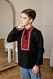Стильна чорна вишиванка для хлопчика на довгий рукав, арт. 4455, фото 3