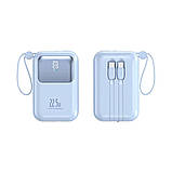 Павербанк бездротовий магнітний 10000мАг, Powerbank з кабелями Type-C/Lightning/USB, 22.5Вт Blue, фото 5