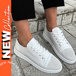 Кеди білі жіночі літні шкіряні в дірочку 36-41 розмір від виробника Кеди білі жіночі шкіряні в дірочку