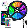 Світлодіодна стрічка 5м c Bluetooth , від USB , Led mood lights / Багатобарвна стрічка / Розумна RGB стрічка