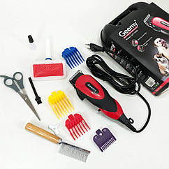 Машинка Gemei GM-1023 для стрижки тварин з 4 насадками для будь-якого типу вовни + ножиці та гребінець UZ-47