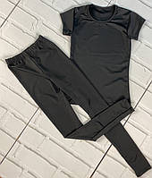 Комплект жіночий спортивний футболка короткий рукав+лосини мікродайвінг
