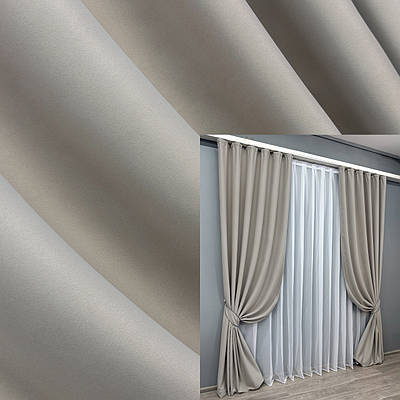 Комплект штор (2шт. 1х2,9м.) блекаут, колекція "Midnight". Колір сіро-бежевий. Код 1672ш 31-825