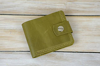 Класичне портмоне з монетницею з застібкою Вінтажна шкіра колір Оливка, фото 2