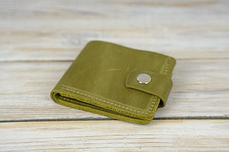 Класичне портмоне з монетницею з застібкою Вінтажна шкіра колір Оливка, фото 3