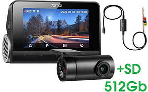 Xiaomi 70mai Dash Cam A810 4K Ultra HD + Rear Cam (гарантия 12 месяцев) + кабель режиму паркування UP03 + карта пам'яті 512Гб