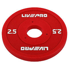 Диск млинців для штанги вага 2,5 кг з PU-покриттям LivePro 8028-2,5 діаметр 50 мм Red