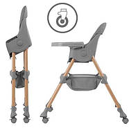 Стільчик для годування Kidwell Karimi 2в1 gray (дерев'яний, складаний, на коліщатках) Сірий, фото 4