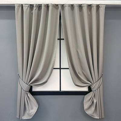 Комплект (2шт. 1,4х1,7м.) коротких штор з тканини блекаут "Midnight". Колір сіро-бежевий. Код 1672ш 35-0336