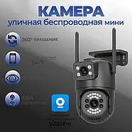 Камера відеоспостереження з двома об'єктивами 3+3 Мп 2L-V21-4G Чорна V380PRO, фото 2