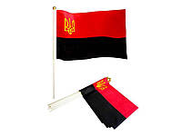 Прапорець зі штоком 14см*21см УПА ТРИЗУБ маленький 10шт/уп ТМ Україна