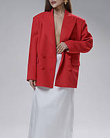Жіночий піджак з поясом червоний