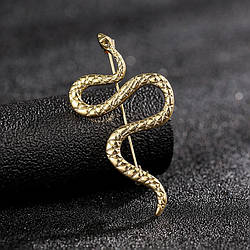 Брошка у формі золотистої Змії зі сплаву, бейдж для рюкзака, золотий колір,