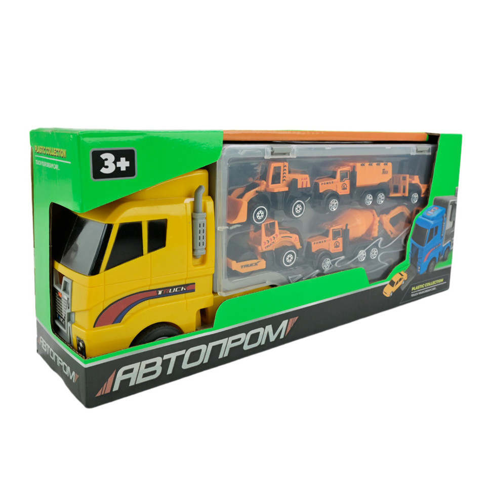 Дитячий трейлер із машинками PS006-4 у наборі 6 машинок, фото 1