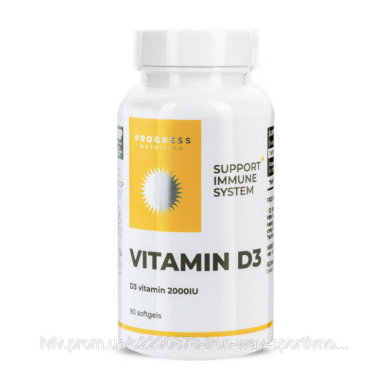 Progress Nutrition Vitamin D3 2000IU (90 sgels), фото 1