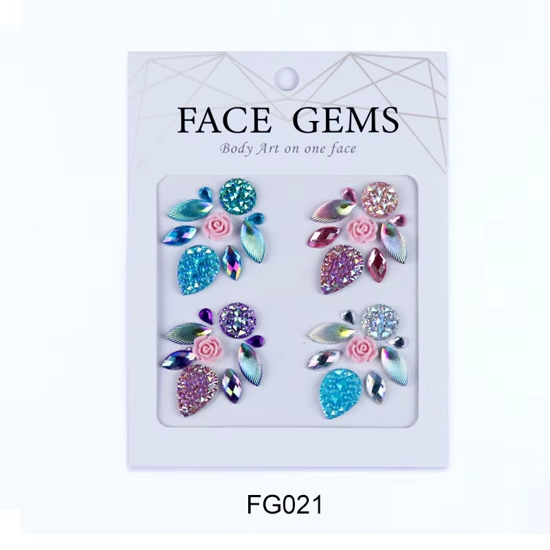 Наклейки блискучі кристали барвисті 3D Face Gems