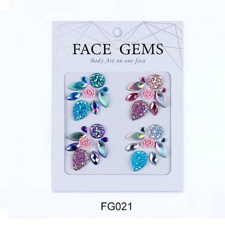 Наклейки блискучі кристали барвисті 3D Face Gems, фото 1