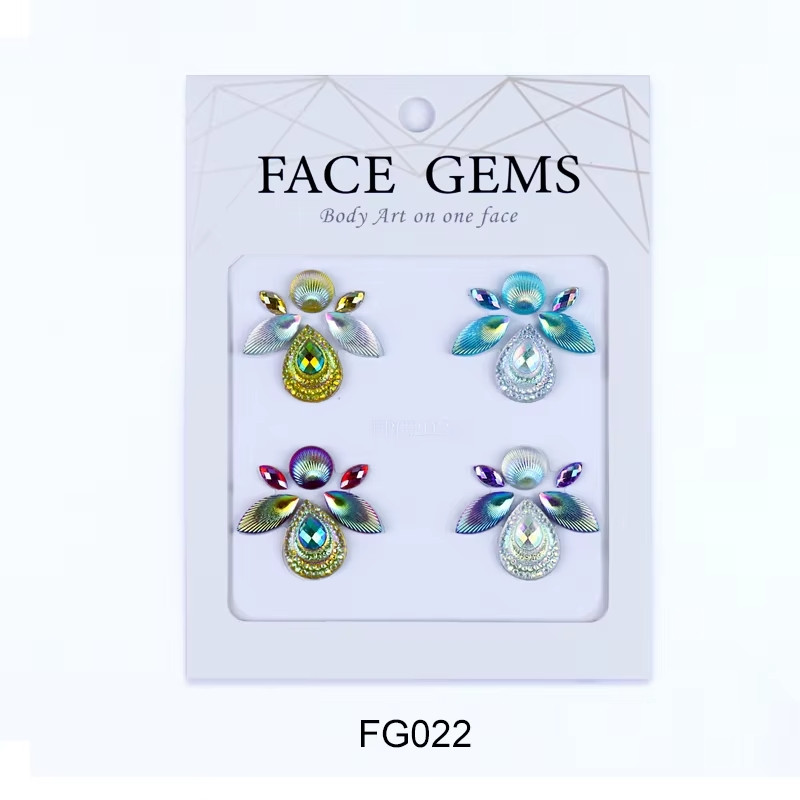 Наклейки блискучі кристали барвисті 3D Face Gems