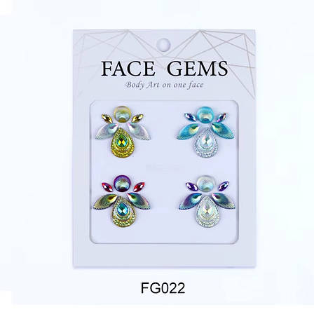 Наклейки блискучі кристали барвисті 3D Face Gems, фото 1
