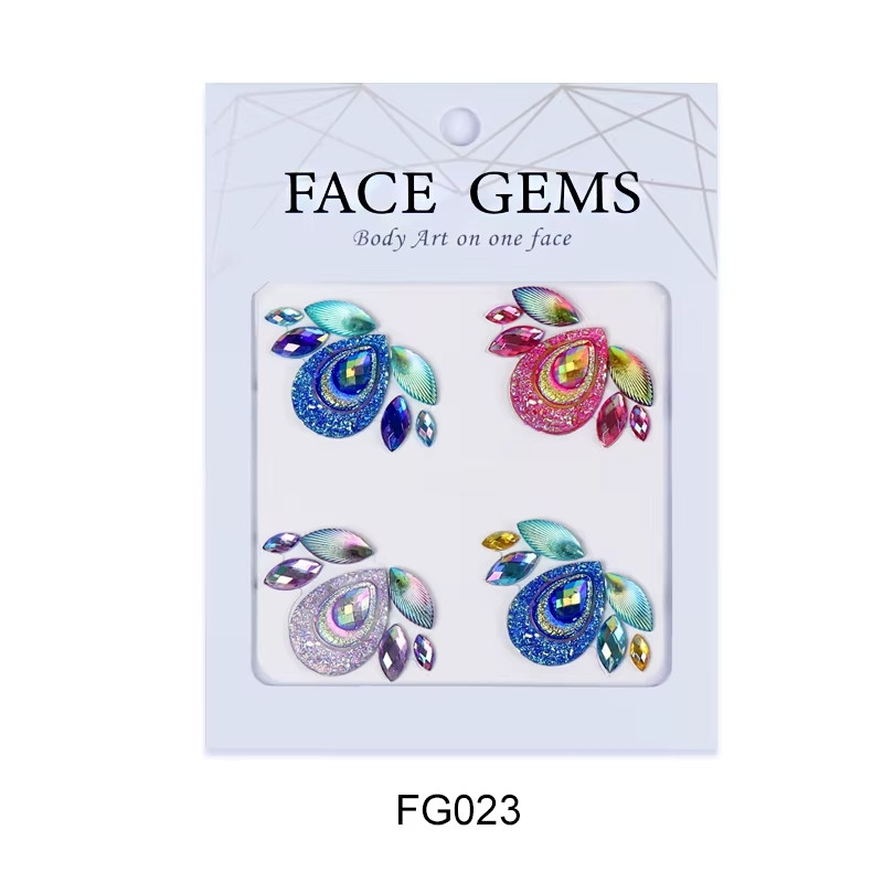 Наклейки блискучі кристали барвисті 3D Face Gems