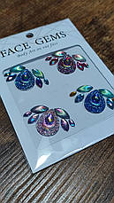 Наклейки блискучі кристали барвисті 3D Face Gems, фото 4