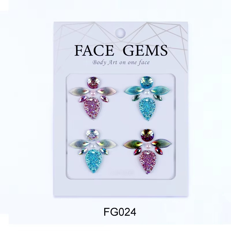 Наклейки блискучі кристали барвисті 3D Face Gems