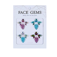 Наклейки блискучі кристали барвисті 3D Face Gems, фото 3