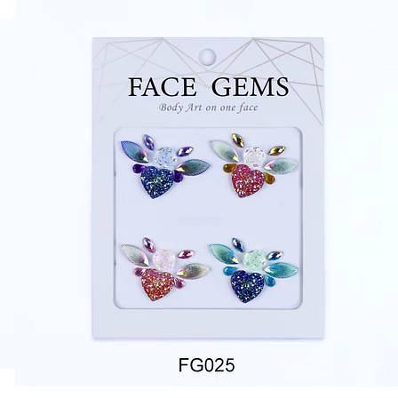 Наклейки блискучі кристали барвисті 3D Face Gems, фото 1