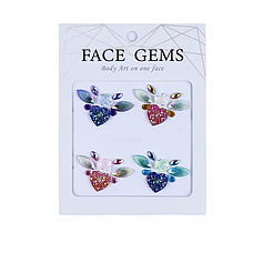 Наклейки блискучі кристали барвисті 3D Face Gems, фото 3