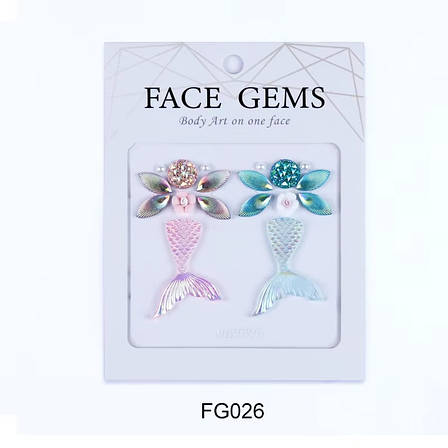 Наклейки блискучі кристали барвисті 3D Face Gems, фото 1