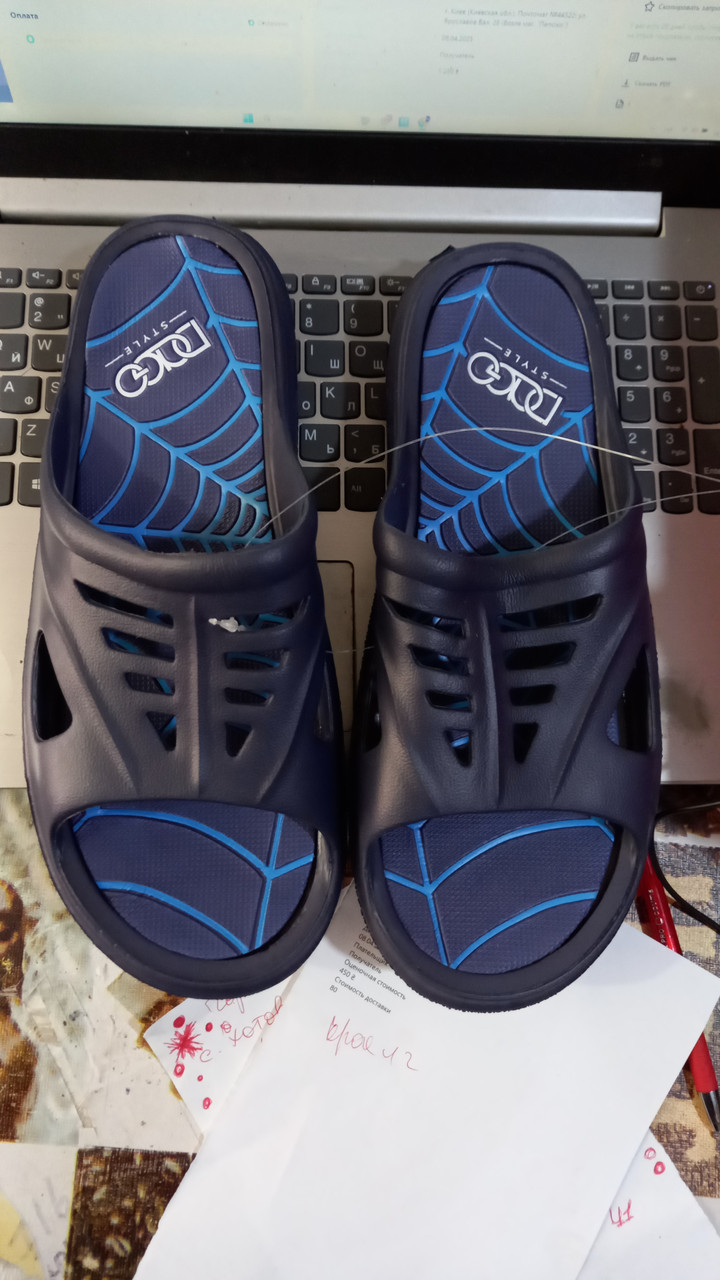 Чоловічі шльопанці Dago Style, розмір 41-45, сині з павутинним дизайном