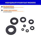 Набір 500 шт. прокладок, розпірних, ізоляційних кілець із чорного нейлону (М2 М2.5 M3 M4 M5 M6 M8 M10). До органа, фото 6