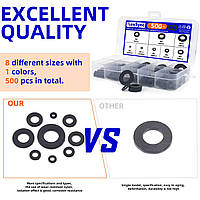 Набір 500 шт. прокладок, розпірних, ізоляційних кілець із чорного нейлону (М2 М2.5 M3 M4 M5 M6 M8 M10). До органа