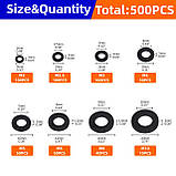 Набір 500 шт. прокладок, розпірних, ізоляційних кілець із чорного нейлону (М2 М2.5 M3 M4 M5 M6 M8 M10). До органа, фото 2