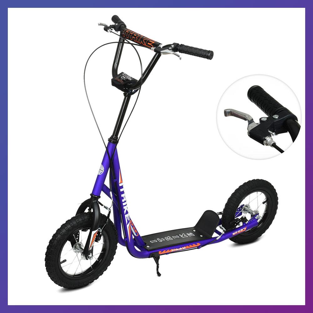 Самокат міський двоколісний для дорослих і дітей від 8 років з ручним гальмом SR2-045-3-BL Синій, фото 1