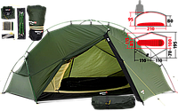 Одномісний намет Wechsel Bella 1 ZG Green | Легка та компактна туристична трекінгова палатка з зовнішнім каркасом