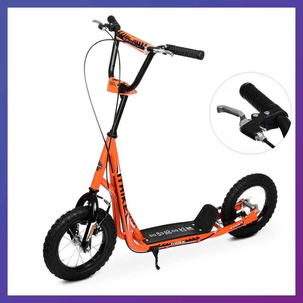 Самокат міський двоколісний для дорослих і дітей від 8 років з ручним гальмом SR 2-045-3-OR Жовтогарячий, фото 1